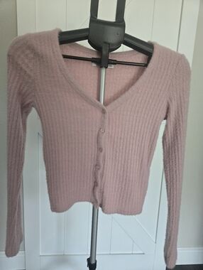 HOLLISTER Soft Knit Pink Button-Front Women's Sweater S